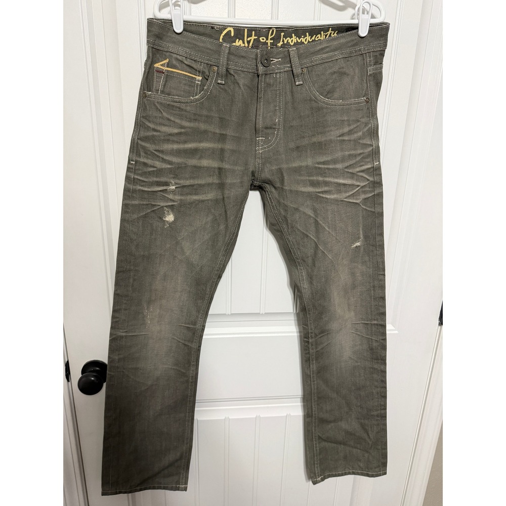 Cult of Individuality Jeans Mens 33x32 Rebel Straight Japanese Denim Grey EUC